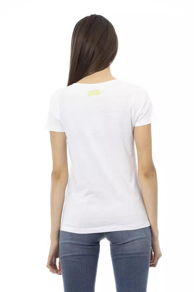 Elegant White Short Sleeve Tee with Front Print