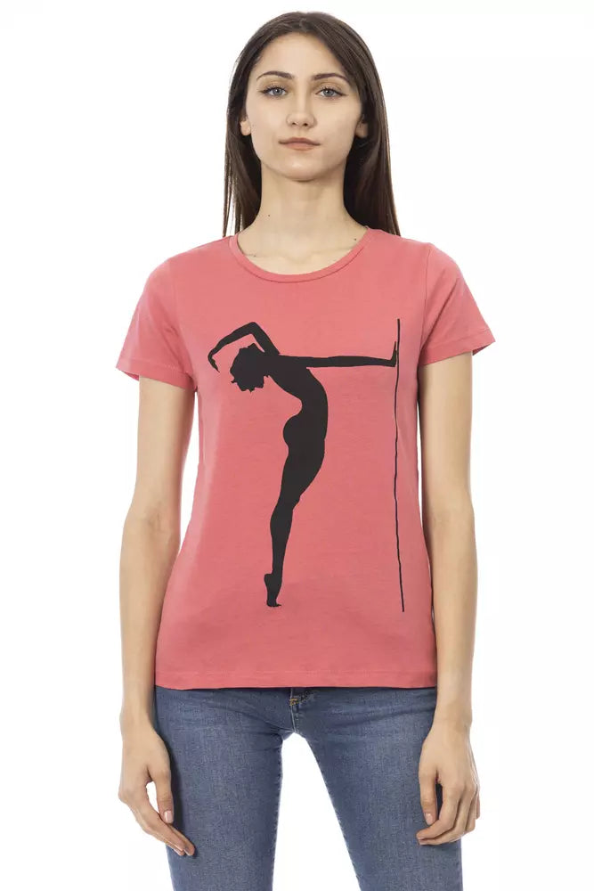 Chic Pink Short Sleeve Cotton Blend Tee