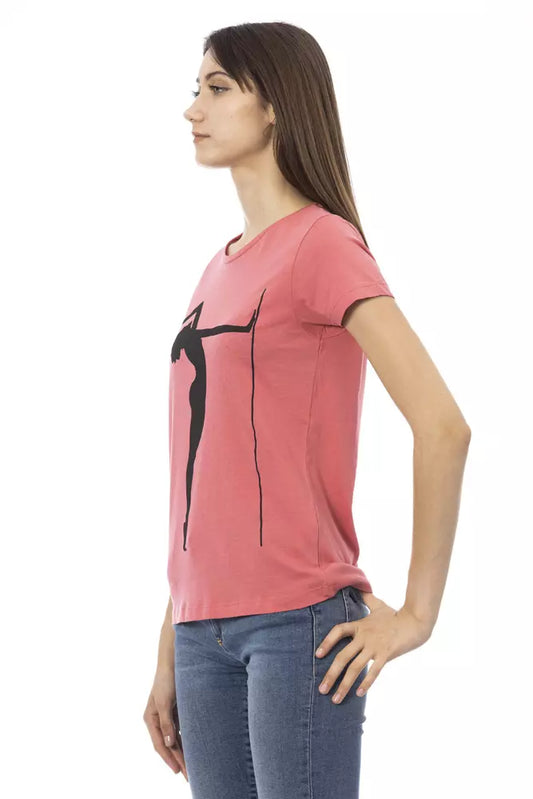 Chic Pink Short Sleeve Cotton Blend Tee