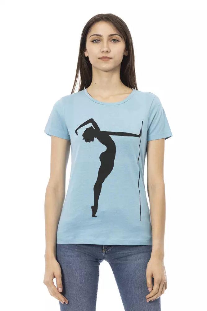 Chic Light Blue Short Sleeve Round Neck Tee