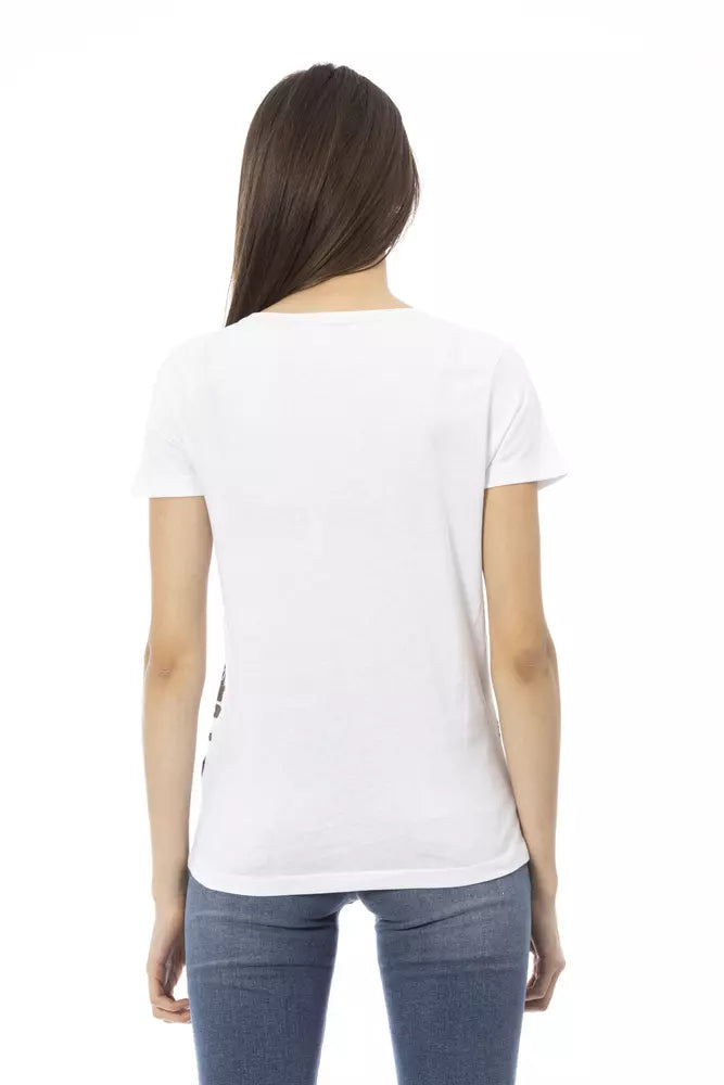 Chic White Tee with Elegant Front Print