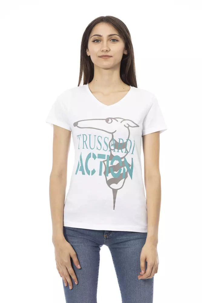 Chic V-Neck Tee with Front Print