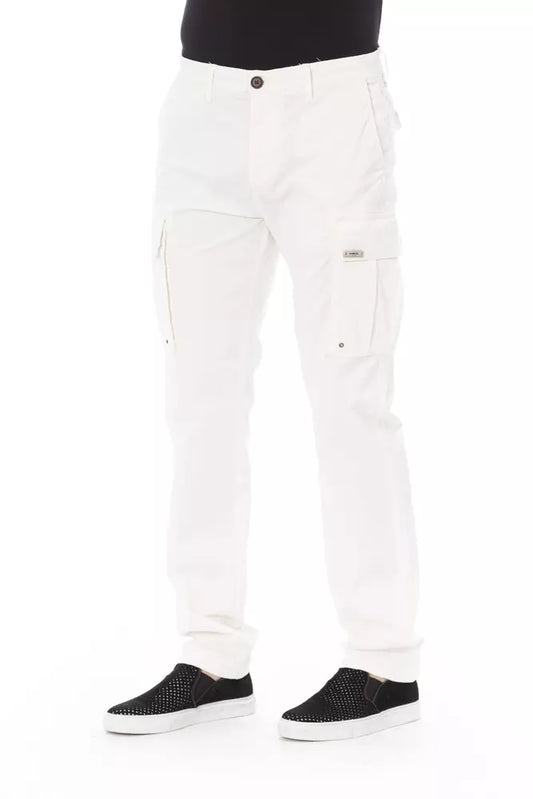 Chic White Cargo Trousers - Tailored Fit & Stretch