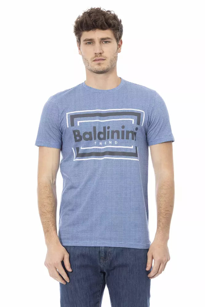 Elevated Casual Light Blue Tee with Front Print