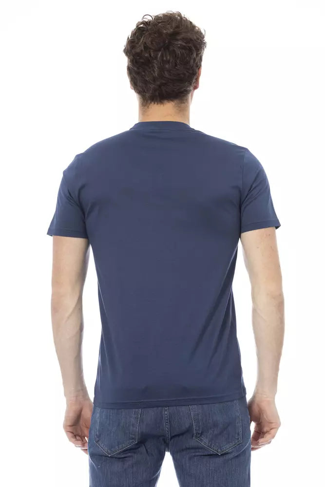 Elegant Blue Short Sleeve Round Neck Tee