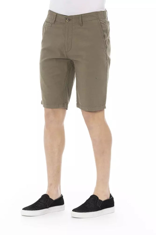 Sleek Army Bermuda Shorts with Button Closure