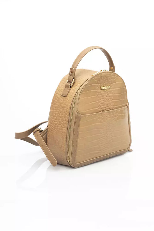 Elegant Beige Backpack with Golden Accents