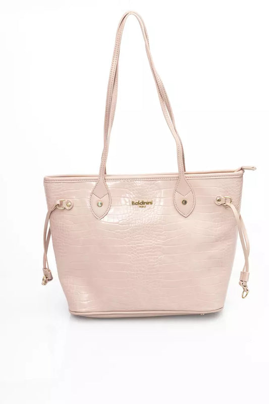 Elegant Pink Shoulder Bag with Golden Accents