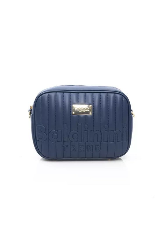 Elegant Blue Shoulder Bag with Golden Accents