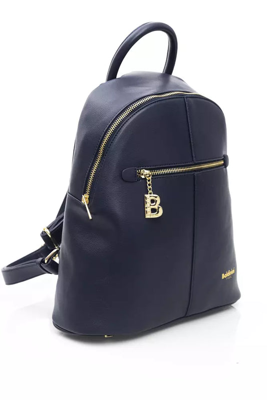 Chic Blue Backpack with Golden Accents