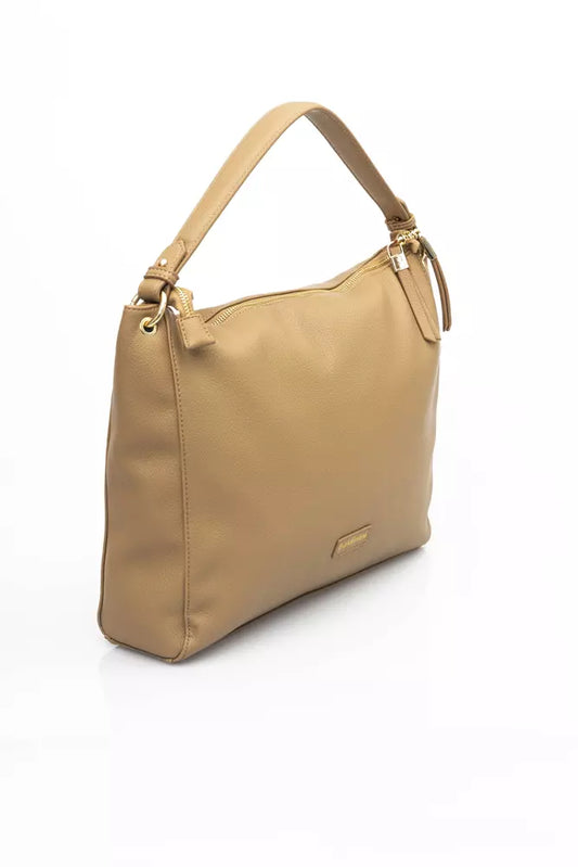 Chic Beige Shoulder Bag with Golden Accents