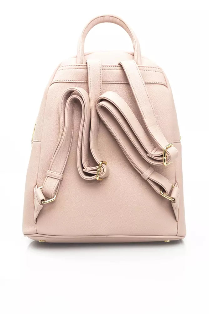 Chic Pink Backpack with Golden Accents