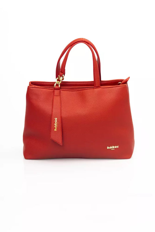 Elegant Red Shoulder Bag with Golden Accents