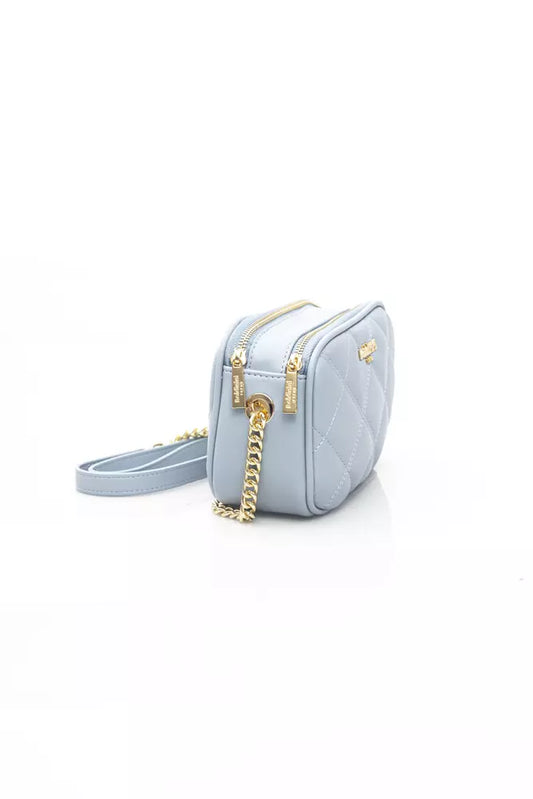 Elegant Light Blue Shoulder Bag with Golden Accents