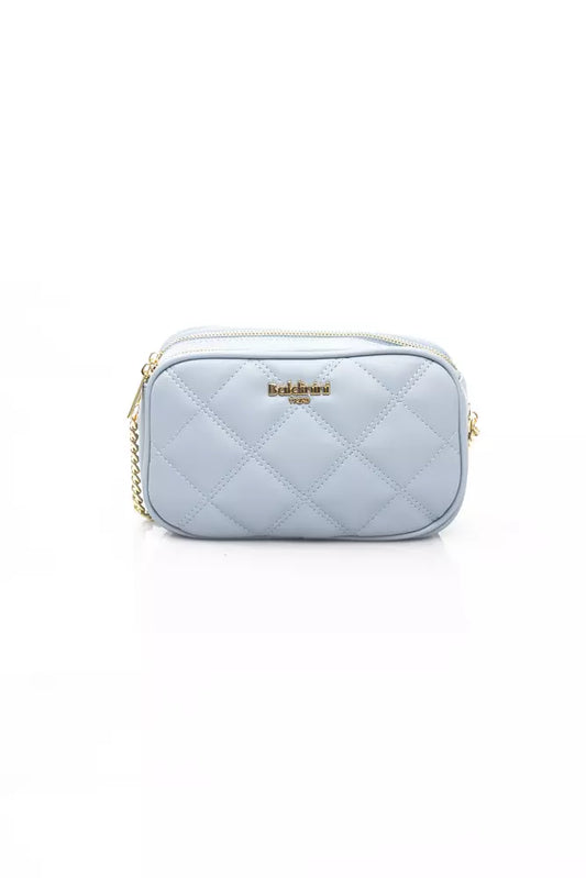 Elegant Light Blue Shoulder Bag with Golden Accents