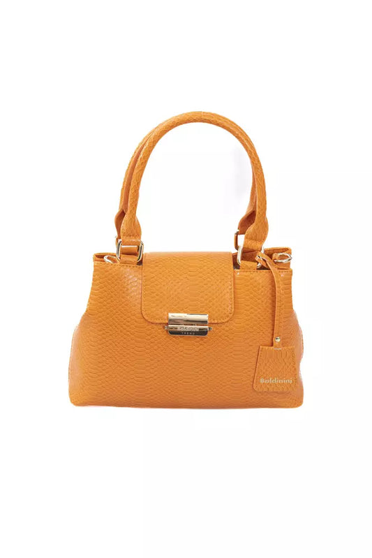 Chic Orange Shoulder Flap Bag with Golden Accents