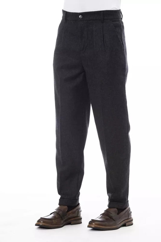 Elegant Gray Wool Blend Trousers