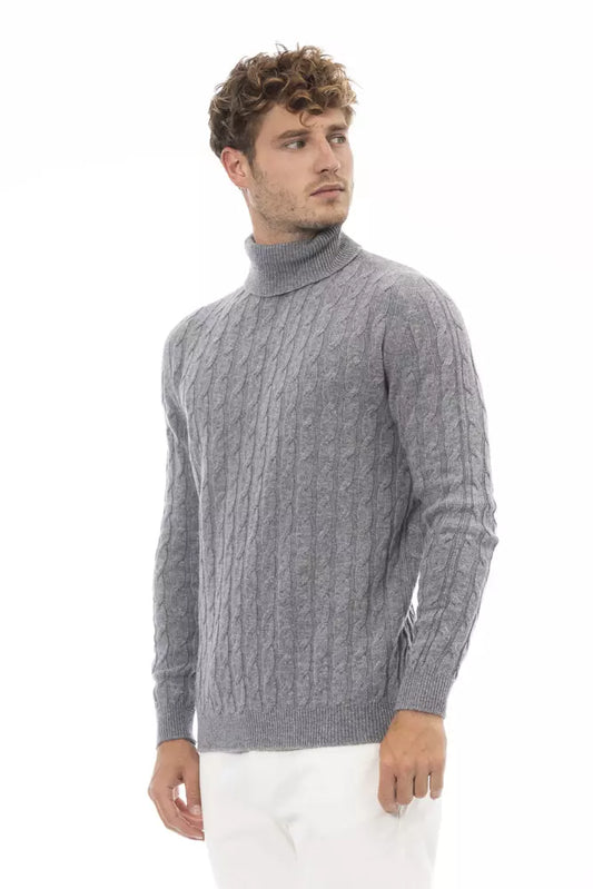 Elegant Gray Turtleneck Sweater for Men