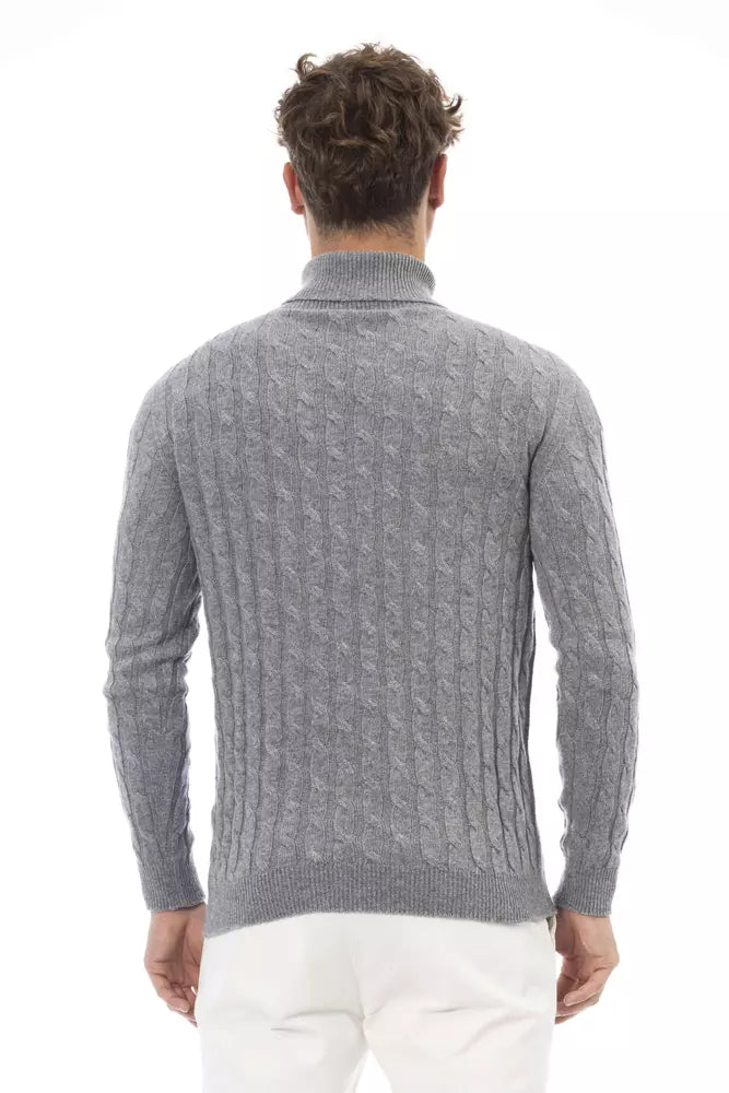 Elegant Gray Turtleneck Sweater for Men