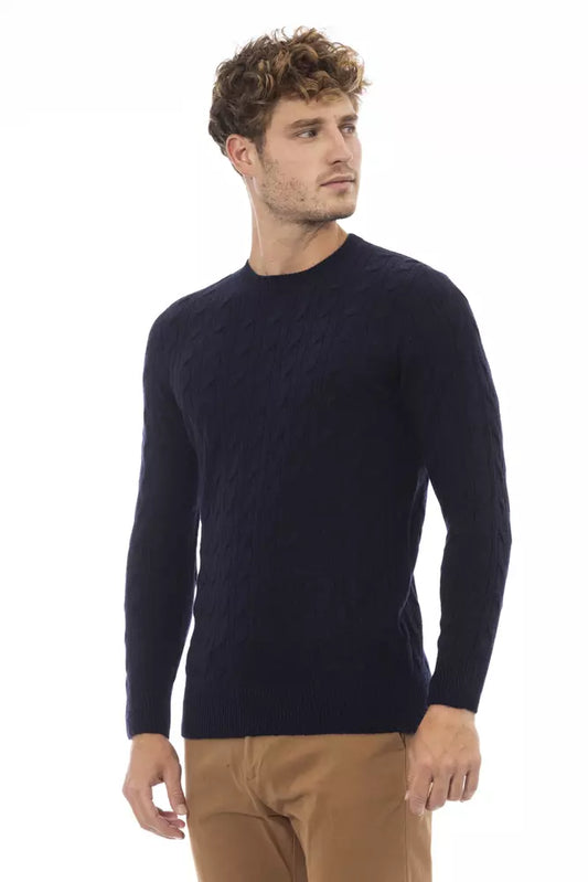 Elegant Blue Crewneck Sweater