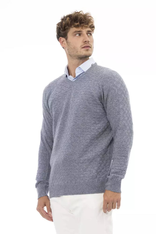 Elegant V-Neck Light Blue Sweater