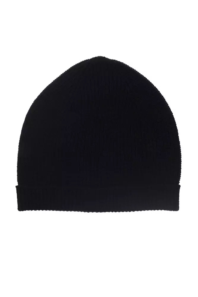 Classic Blue Merino Wool Ribbed Hat