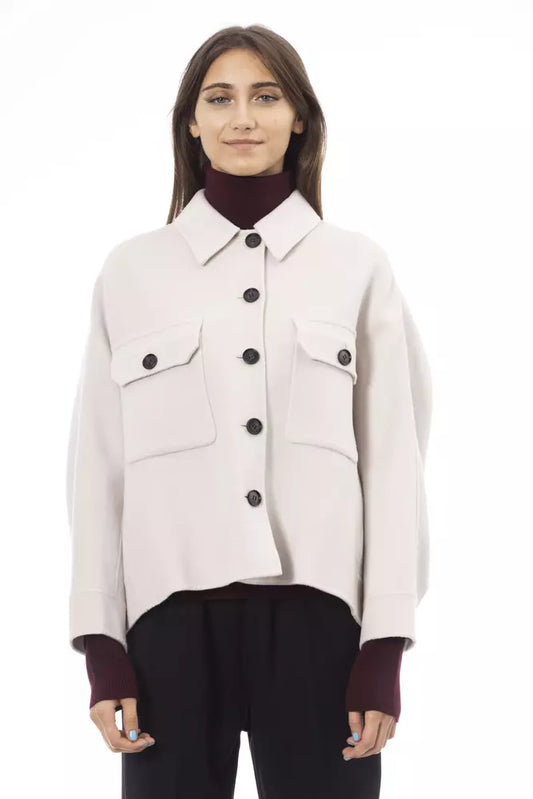 Chic Woolen White Shirt Jacket