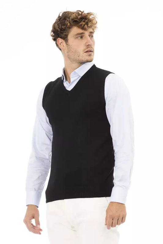 Elegant V-Neck Vest in Fine Rib Knit