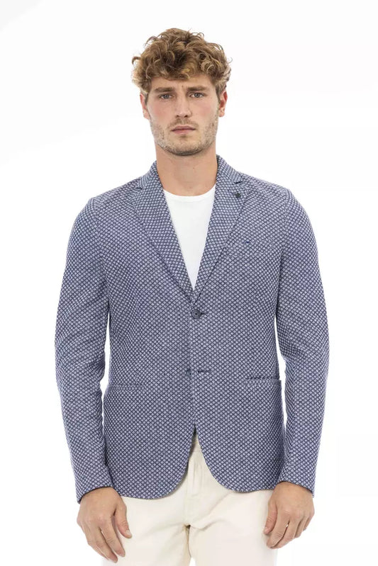 Chic Cotton-Linen Blend Blue Jacket