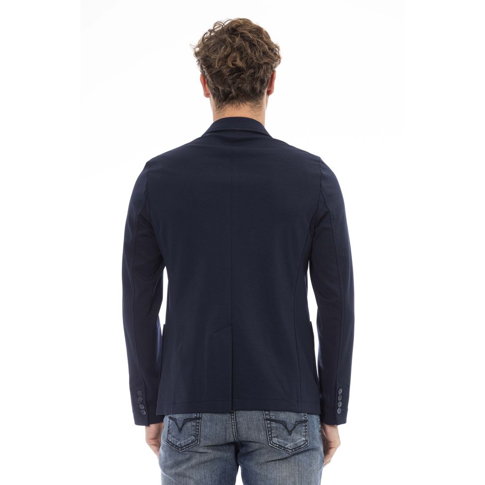 Elegant Blue Fabric Jacket for Men