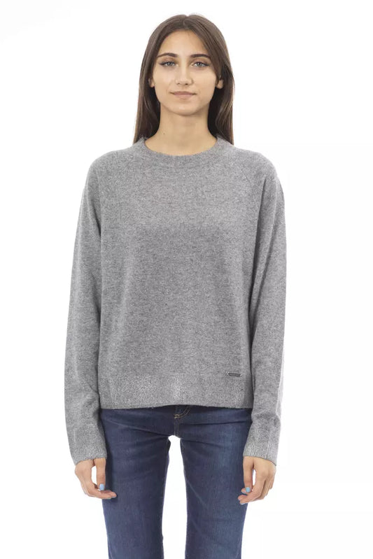 Elegant Crew Neck Cashmere Blend Sweater