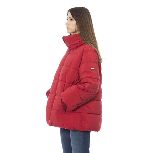 Elegant Red Short Down Jacket with Hood