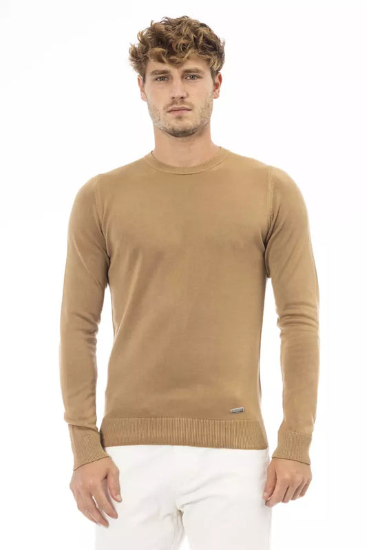 Beige Modal-Cashmere Crew Neck Sweater