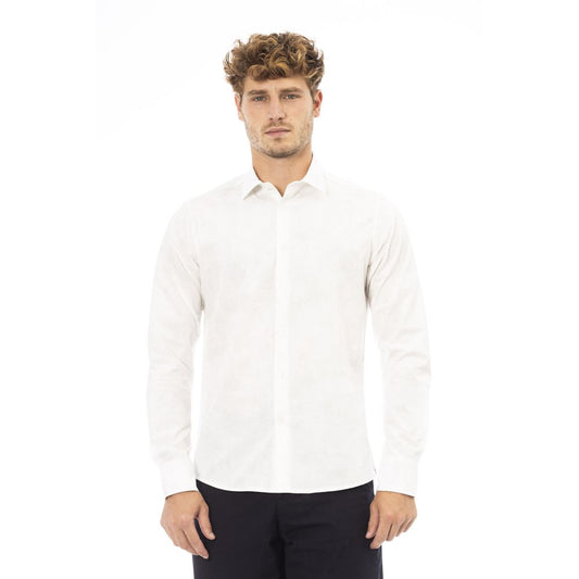 Elegant White Italian Collar Shirt for Men