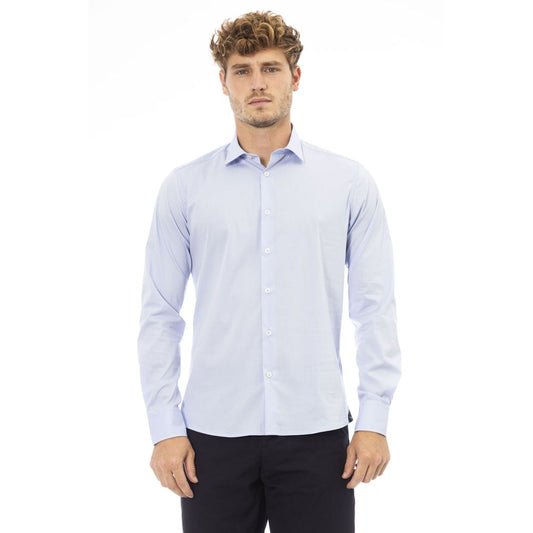 Elegant Light Blue Italian Collar Shirt