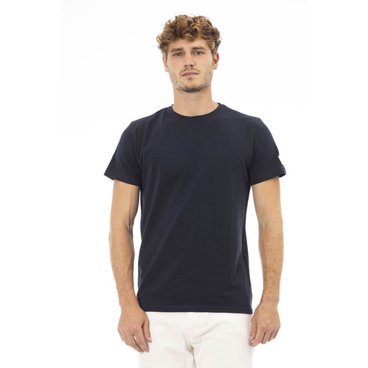 Sleek Blue Cotton Crew Neck Tee