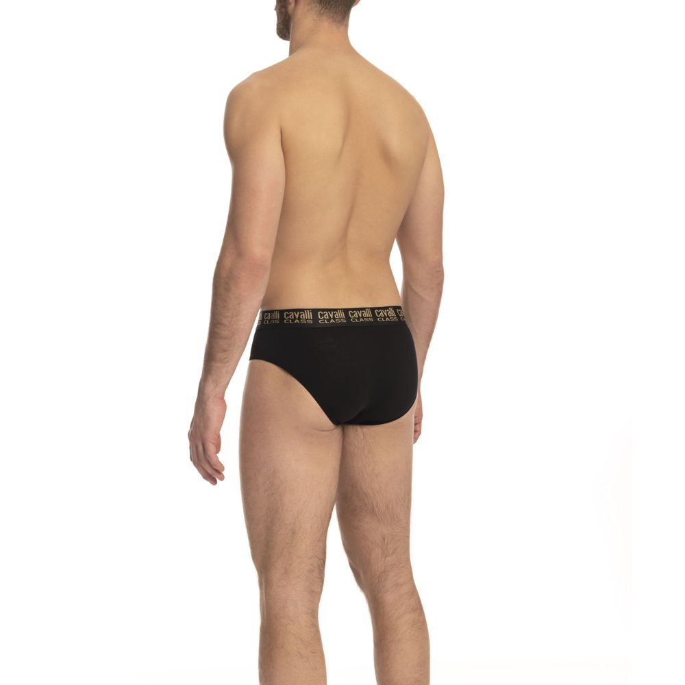 Elegant Black Logo Band Briefs Duo