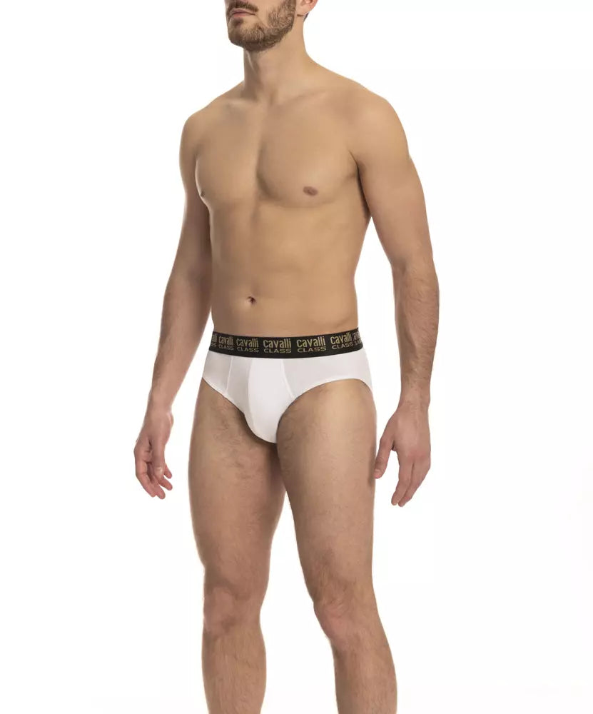 Sleek White Briefs Duo with Logo Band