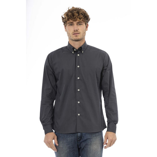 Elegant Gray Cotton Blend Shirt