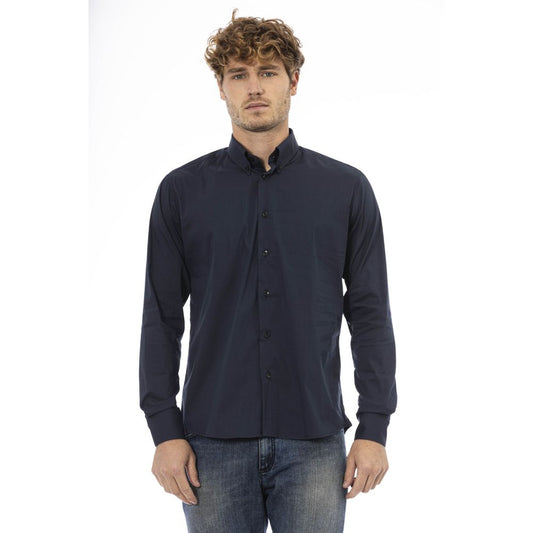 Elegant Blue Cotton Blend Shirt