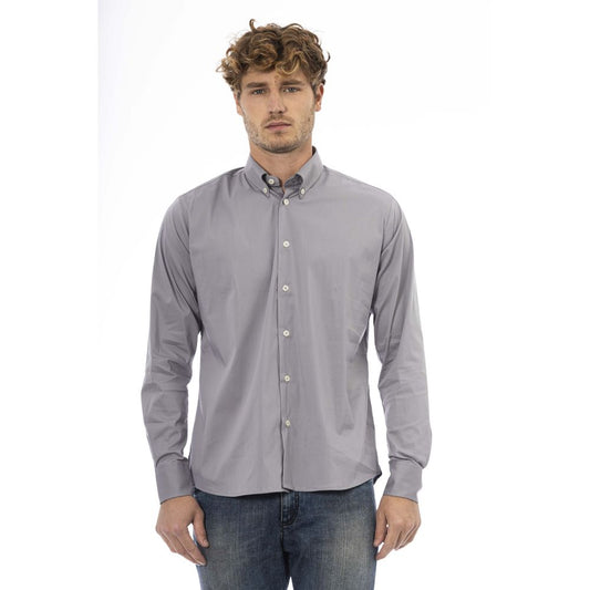 Elegant Gray Cotton Blend Shirt