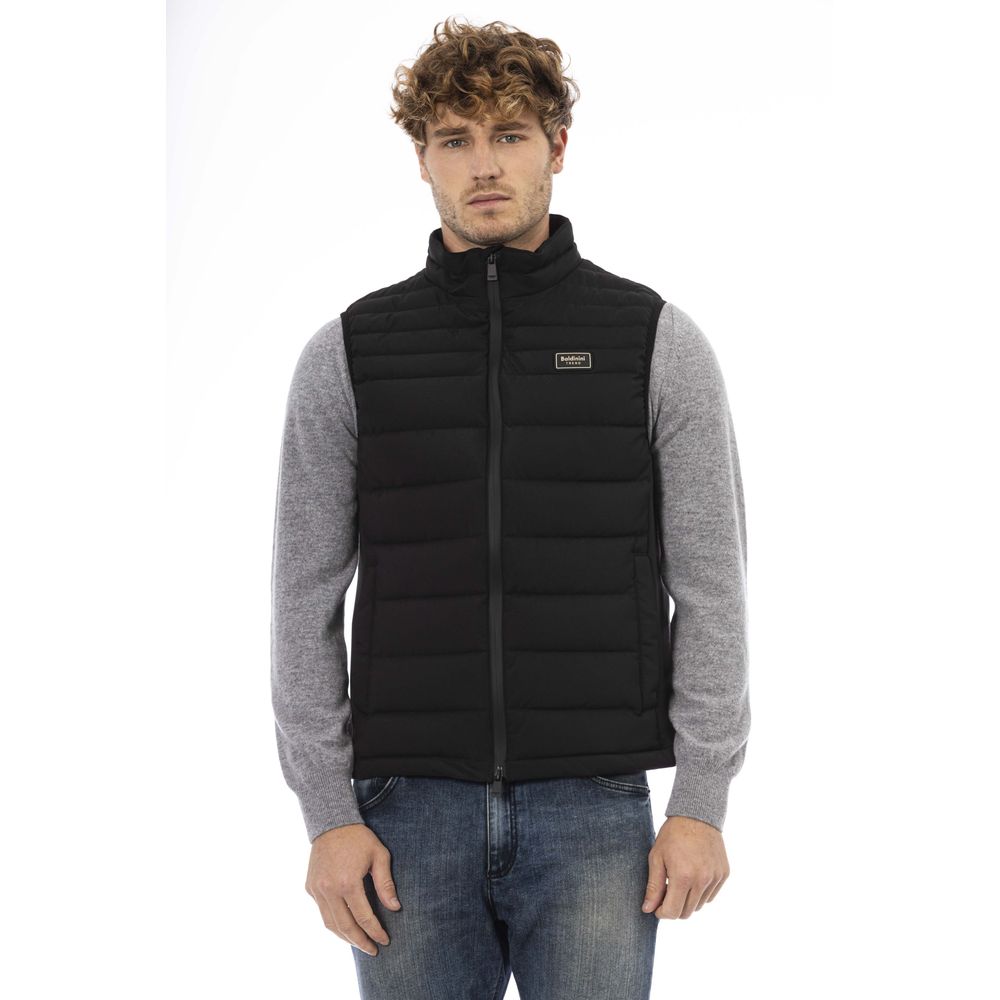 Sleek Quilted Zip Vest with Contrast Chest Patch