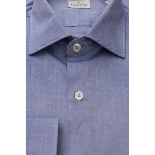 Elegant Light Blue Cotton Shirt with French Collar