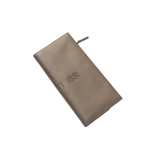 Chic Brown Leather Wallet with Logo