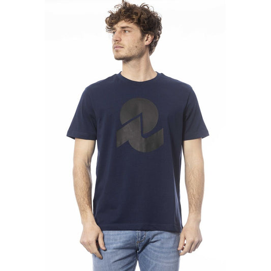 Elevated Blue Cotton Crew Neck Tee