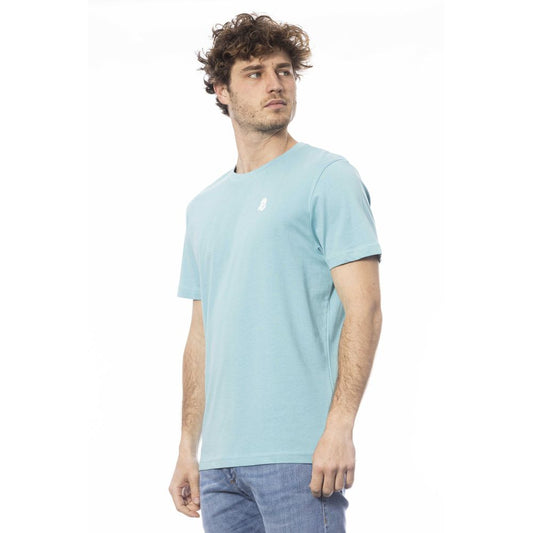 Chic Light Blue Crew Neck Logo Tee