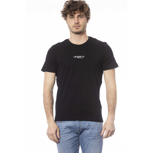 Sleek Black Cotton Crew Neck T-Shirt