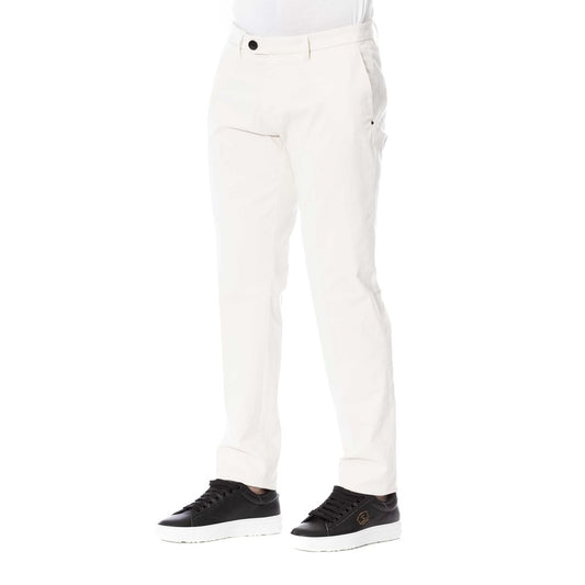 Elegant White Cotton Blend Trousers