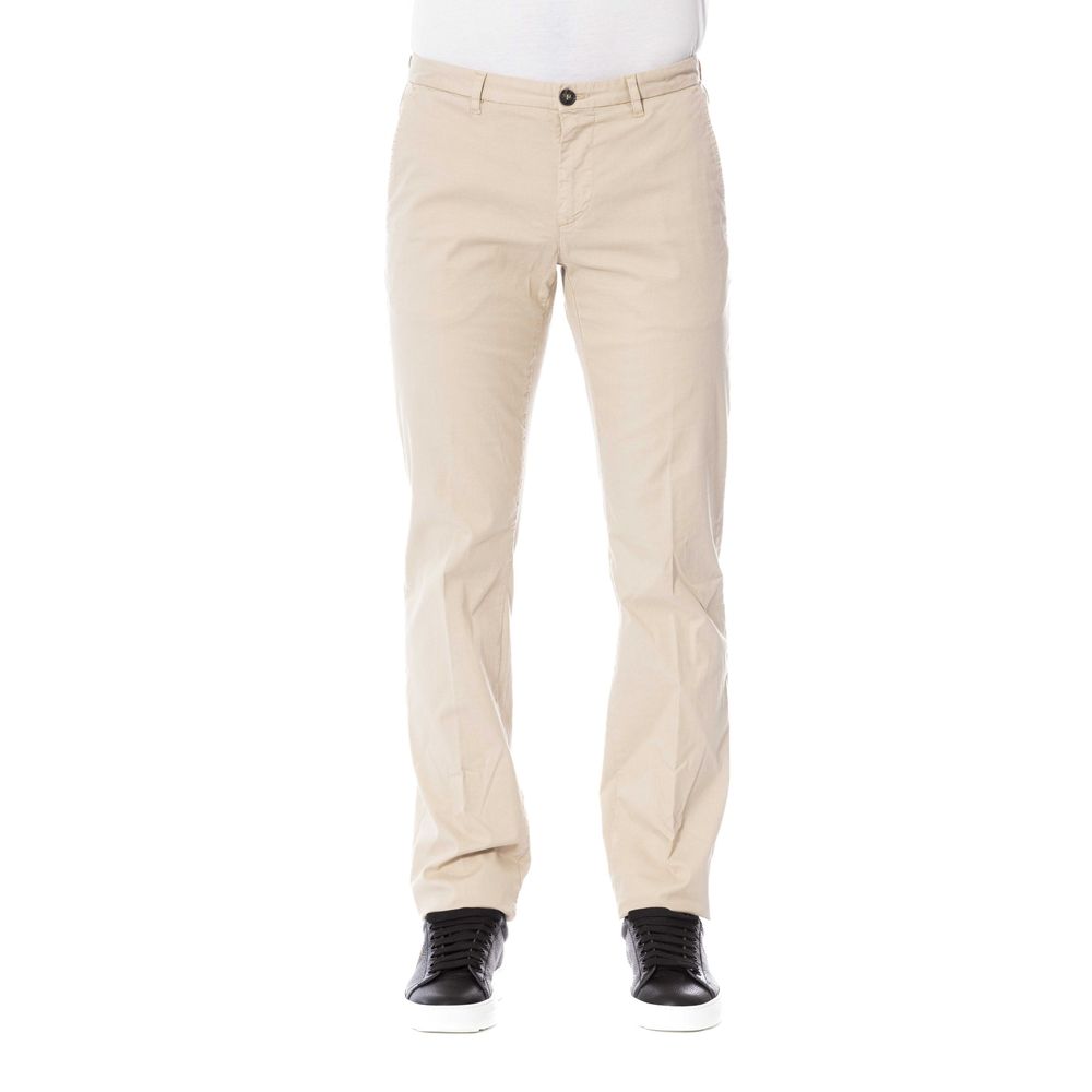 Chic Beige Cotton Blend Trousers