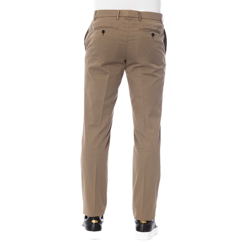 Elegant Cotton Trousers in Classic Brown